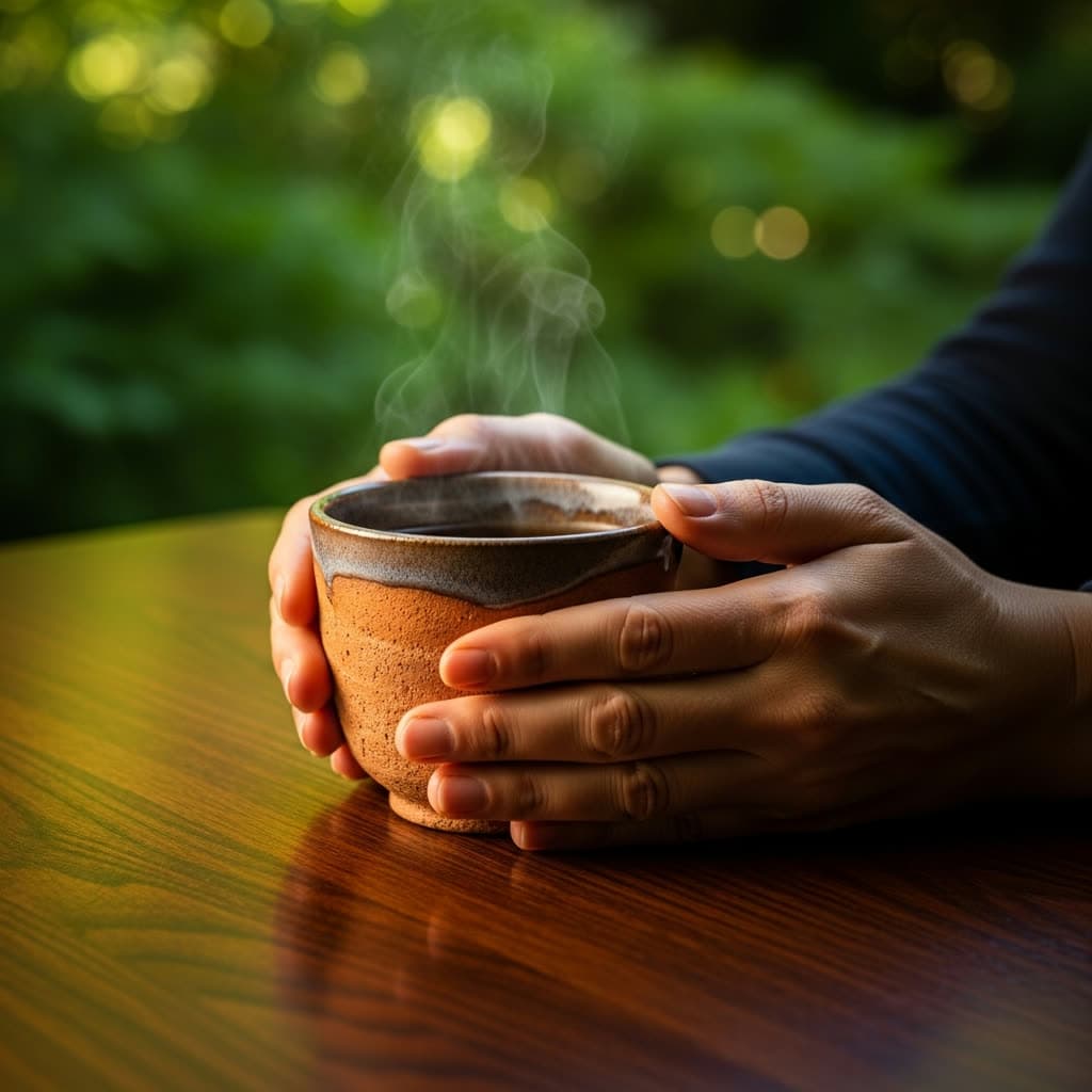 Hands holding a rustic ceremonial cup